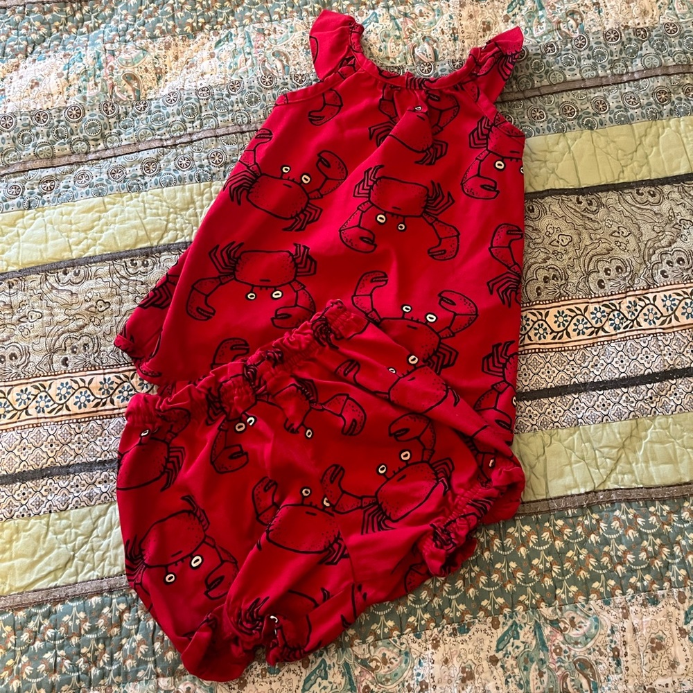 Red Hanna Andersson Crab Two Piece Set - 2T